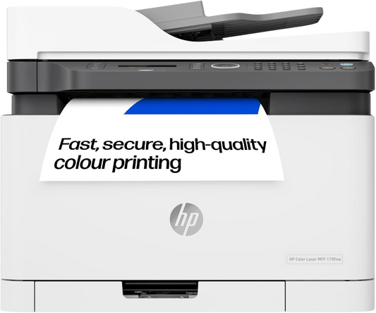 HP LaserJet 179fnw Colour Wireless Multifunction Printer with Fax | Self-healing Wi-Fi | Print from phone or tablet | Small, compact MFP – world's smallest in-class | Print speeds up to 19 ppm black