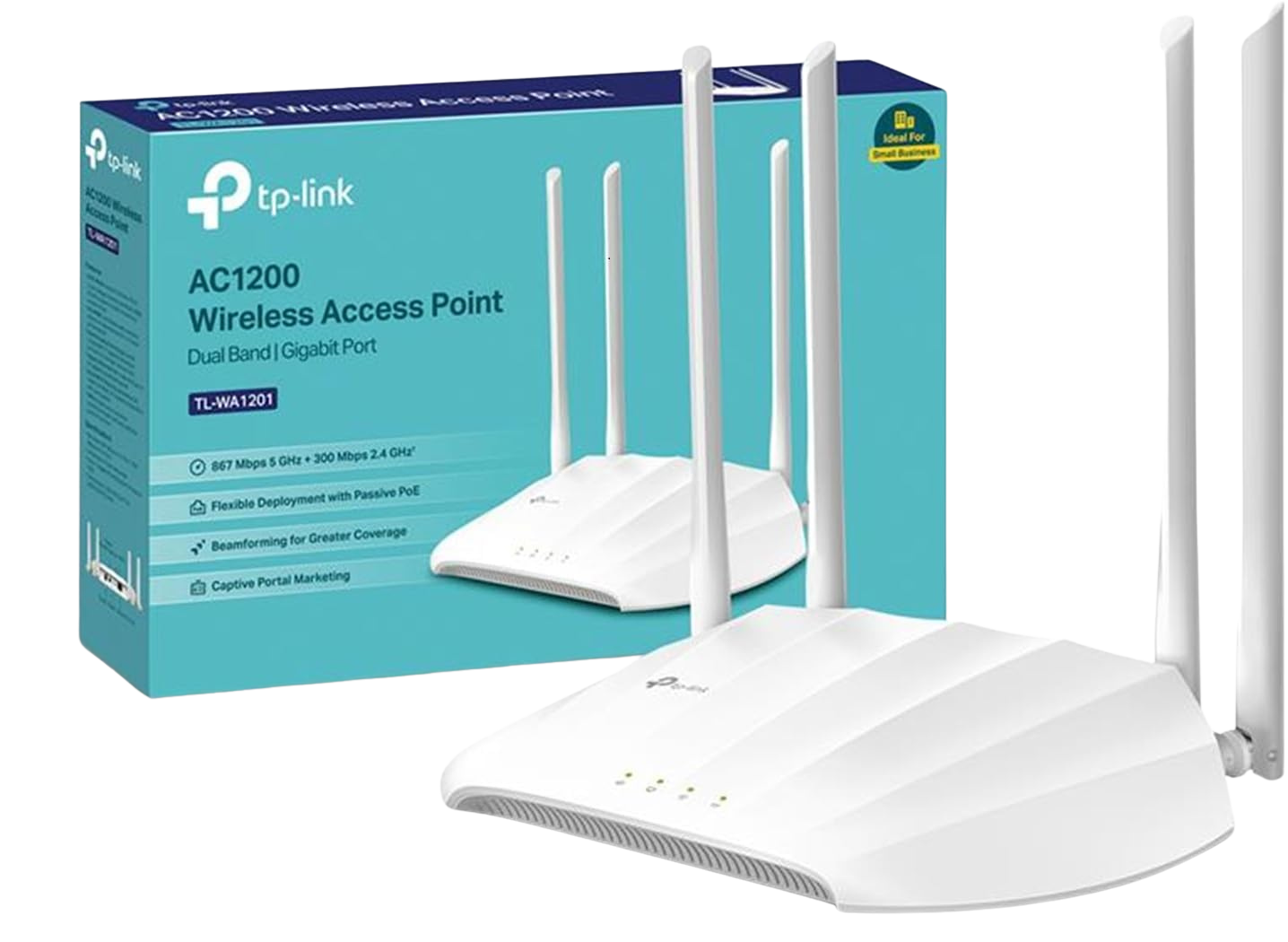 TP-Link TL-WA1201 AC1200Mbps Dual-Band Access Point, Supports Passive PoE, Gigabit Port for Wired Devices, Supports Access Point, Range Extender, Multi-SSID, and Client modes, Boosted Coverage