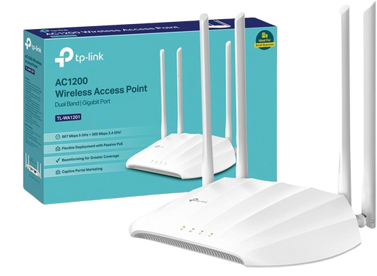 TP-Link TL-WA1201 AC1200Mbps Dual-Band Access Point, Supports Passive PoE, Gigabit Port for Wired Devices, Supports Access Point, Range Extender, Multi-SSID, and Client modes, Boosted Coverage