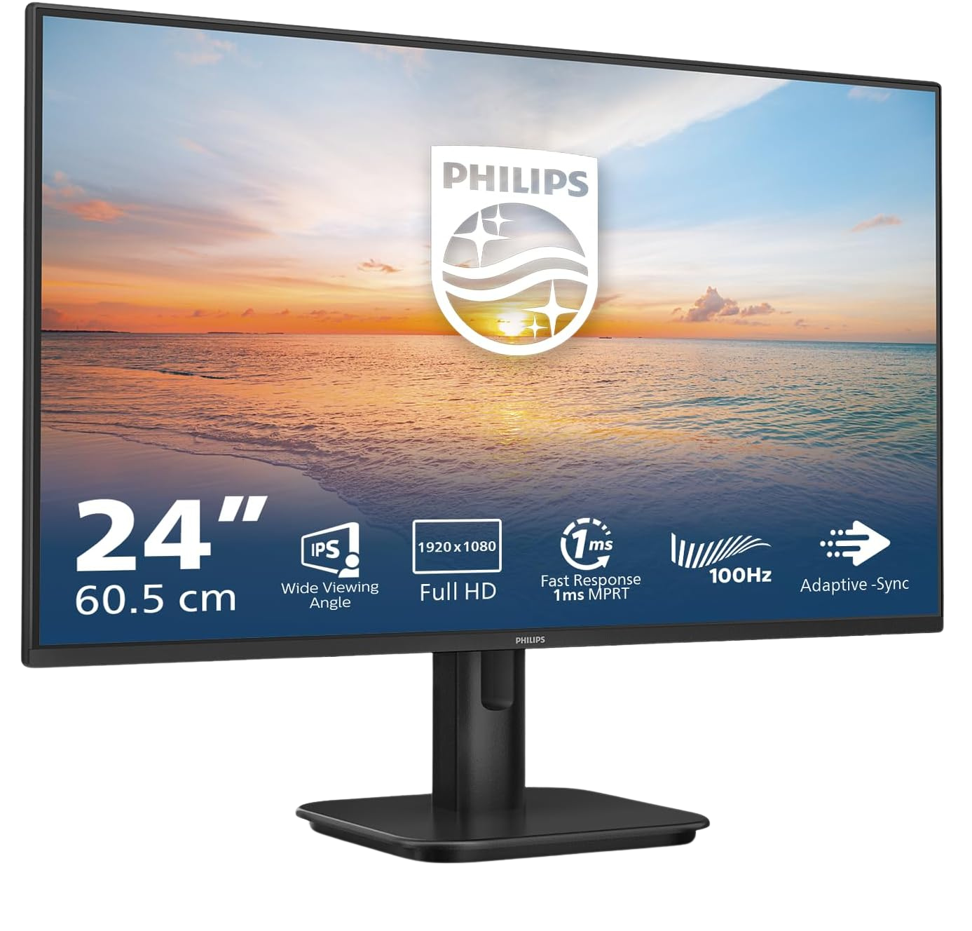 PHILIPS 24E1N1100A - 24 Inch FHD Monitor, 100Hz, IPS, 1ms, Speakers, Lowblue mode, FlickerFree, (1920 x 1080, 250 cd/m², VGA/HDMI 1.4)